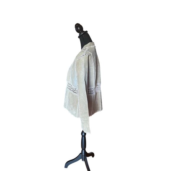 Kroshetta Leather Jacket with Crochet Trim – Women’s XL - Picture 4 of 8